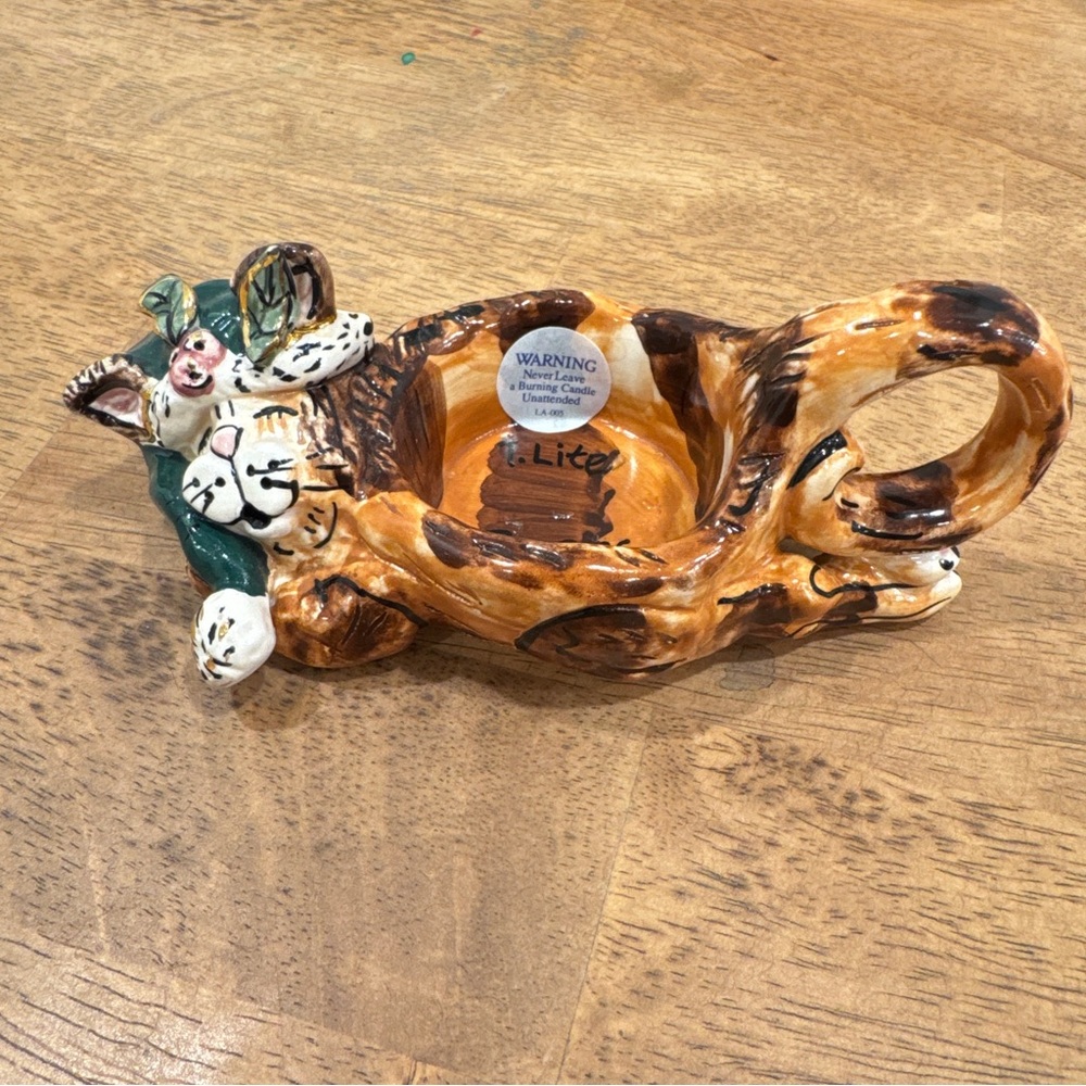 Blue Sky Clayworks Heather Goldminc Christmas Cat Tea Light Light Holder